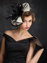 Load image into Gallery viewer, Women Chic Sinamay Fascinator   Feather Hair Accessories