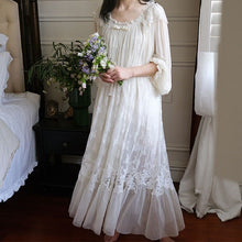 Load image into Gallery viewer, Vintage Embroidery White Lace Women Nightgowns