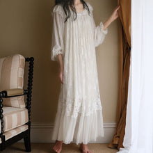 Load image into Gallery viewer, Vintage Embroidery White Lace Women Nightgowns