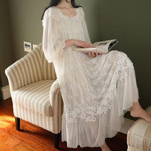 Load image into Gallery viewer, Vintage Embroidery White Lace Women Nightgowns