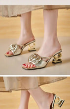Load image into Gallery viewer, Camellia slippers soft leather new line flower sandals o