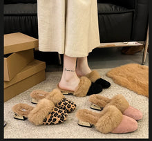 Load image into Gallery viewer, Hairy High-heeled Warm Square Slippers