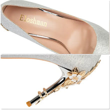 Load image into Gallery viewer, Metal Flower High Heels Luxury Sexy Pointed Women's Shoes