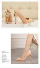 Load image into Gallery viewer, Metal Flower High Heels Luxury Sexy Pointed Women's Shoes