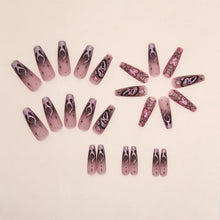 Load image into Gallery viewer, 24pcs Glitter Pink Sequins Halloween Press on Nails