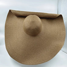 Load image into Gallery viewer, White punk straw hat 25cm large brim