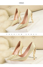 Load image into Gallery viewer, Metal Flower High Heels Luxury Sexy Pointed Women's Shoes