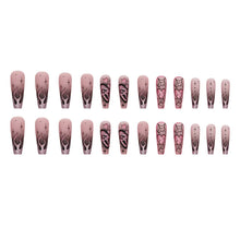 Load image into Gallery viewer, 24pcs Glitter Pink Sequins Halloween Press on Nails