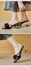 Load image into Gallery viewer, Camellia slippers soft leather new line flower sandals o