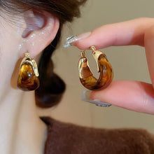 Load image into Gallery viewer, U Shape Resin Metal Earrings