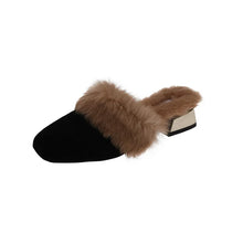 Load image into Gallery viewer, Hairy High-heeled Warm Square Slippers