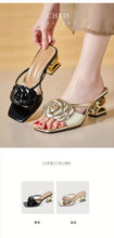 Load image into Gallery viewer, Camellia slippers soft leather new line flower sandals o