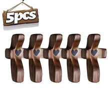 Load image into Gallery viewer, Handheld Tiny Wood Pocket Cross with Heart Small Palm Fidget Crosses Christian Gifts Baptism Prayer Crucifix for Adults Kids