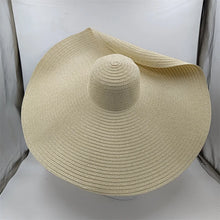 Load image into Gallery viewer, White punk straw hat 25cm large brim