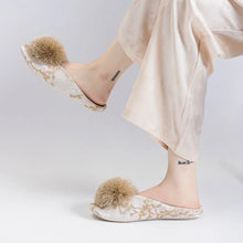 Load image into Gallery viewer, Satin Embroidery Flat Slippers