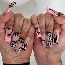 Load image into Gallery viewer, 24pcs Glitter Pink Sequins Halloween Press on Nails
