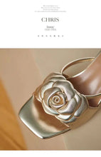 Load image into Gallery viewer, Camellia slippers soft leather new line flower sandals o