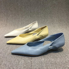 Load image into Gallery viewer, Moccasins Blue Low Heel Elegant Pointed Toe Shoes