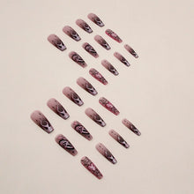 Load image into Gallery viewer, 24pcs Glitter Pink Sequins Halloween Press on Nails