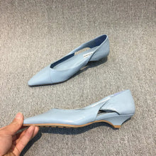 Load image into Gallery viewer, Moccasins Blue Low Heel Elegant Pointed Toe Shoes