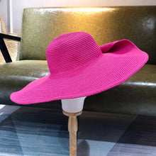 Load image into Gallery viewer, White punk straw hat 25cm large brim