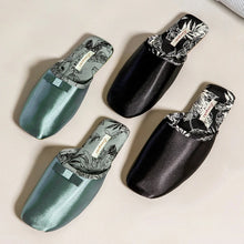 Load image into Gallery viewer, Luxury Silk Print Design Flat Slippers Women Sweet Butterfly Knot Decoration Modern Slippers Comfortable Elegant Home Slippers