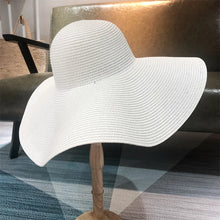 Load image into Gallery viewer, White punk straw hat 25cm large brim