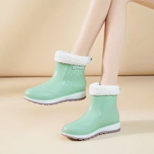Load image into Gallery viewer, Warm Womens Rain Shoes With Fur