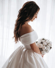 Load image into Gallery viewer, Luxury White Satin Ball Gown Wedding Dress