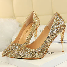 Load image into Gallery viewer, Bling Glitter Metal Carving Wedding Shoes