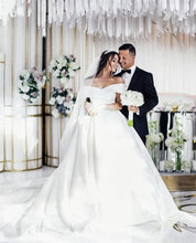 Load image into Gallery viewer, Luxury White Satin Ball Gown Wedding Dress