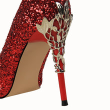 Load image into Gallery viewer, Bling Glitter Metal Carving Wedding Shoes
