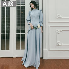 Load image into Gallery viewer, Water Blue Puff Sleeve Bridesmaid Dresses