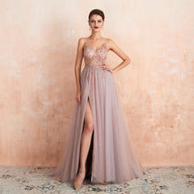 Load image into Gallery viewer, Sexy Spaghetti Straps V-Neck Rhinestones Beading Evening Dresses