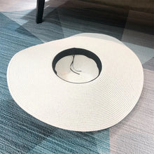 Load image into Gallery viewer, White punk straw hat 25cm large brim
