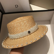 Load image into Gallery viewer, Summer straw hat black edging
