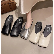 Load image into Gallery viewer, Flat Big Size Loafers Square Toe Slides Mules Slippers
