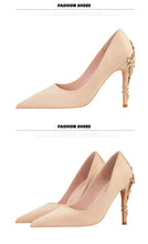 Load image into Gallery viewer, Metal Flower High Heels  Luxury Sexy Pointed Women&#39;s Shoes

