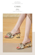Load image into Gallery viewer, Camellia slippers soft leather new line flower sandals o
