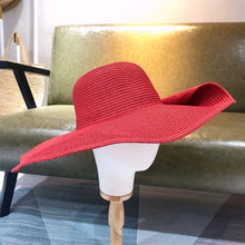 Load image into Gallery viewer, White punk straw hat 25cm large brim
