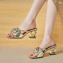 Load image into Gallery viewer, Camellia slippers soft leather new line flower sandals o
