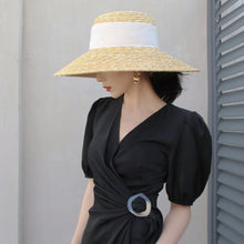 Load image into Gallery viewer, Summer straw hat black edging
