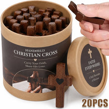 Load image into Gallery viewer, Handheld Tiny Wood Pocket Cross with Heart Small Palm Fidget Crosses Christian Gifts Baptism Prayer Crucifix for Adults Kids
