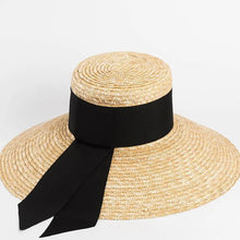Load image into Gallery viewer, Summer straw hat black edging
