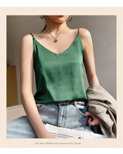 Load image into Gallery viewer, 100 silk real  slim v-neck  camisole
