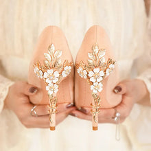 Load image into Gallery viewer, Metal Flower High Heels  Luxury Sexy Pointed Women&#39;s Shoes
