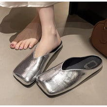 Load image into Gallery viewer, Flat Big Size Loafers Square Toe Slides Mules Slippers
