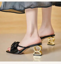 Load image into Gallery viewer, Camellia slippers soft leather new line flower sandals o
