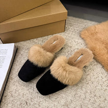 Load image into Gallery viewer, Hairy  High-heeled Warm Square Slippers
