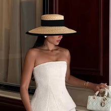 Load image into Gallery viewer, Summer straw hat black edging

